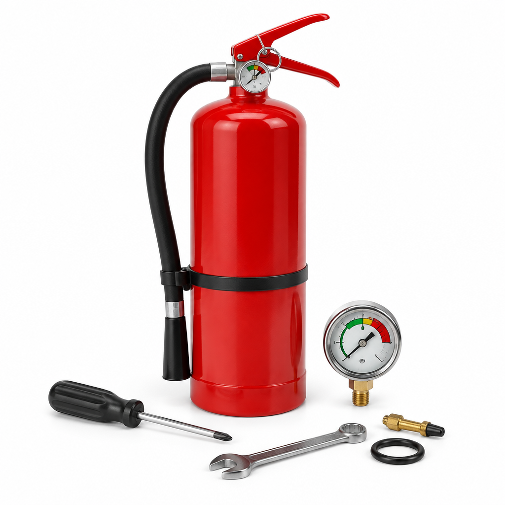 Fire extinguisher servicing illustration