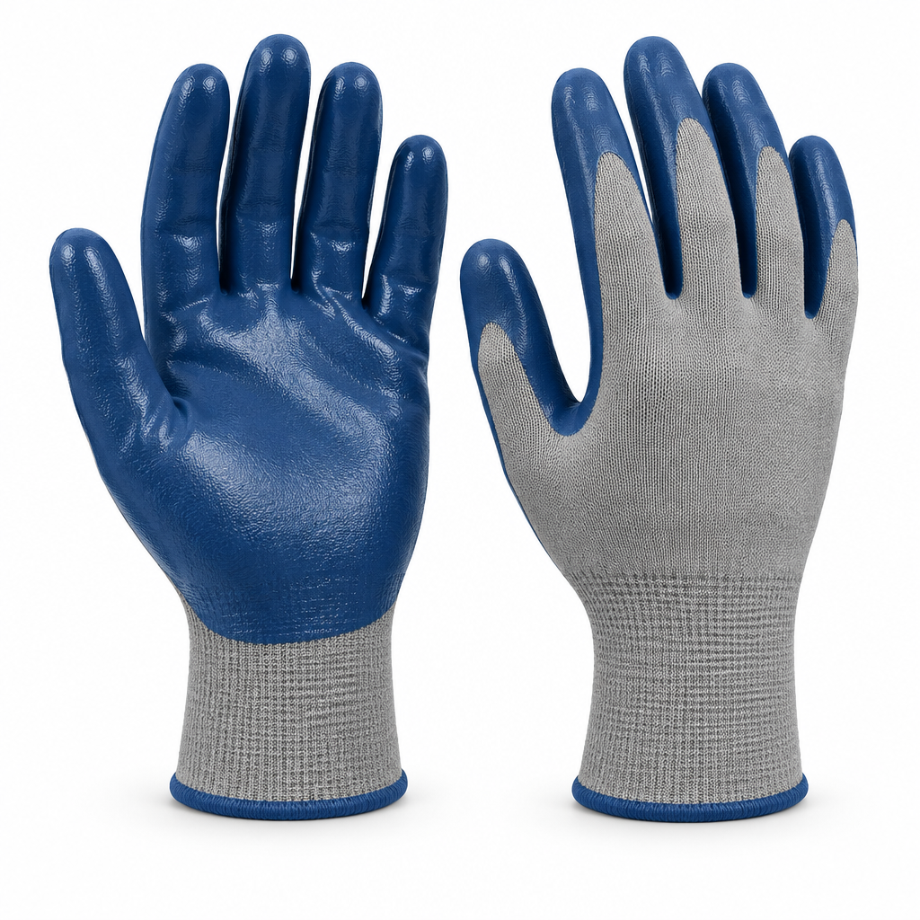 Nitrile-coated work gloves