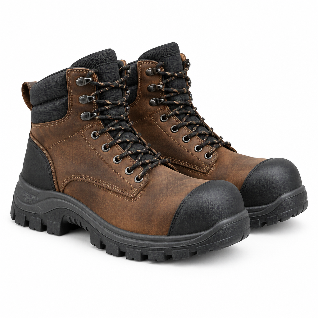 Steel-toe safety boots